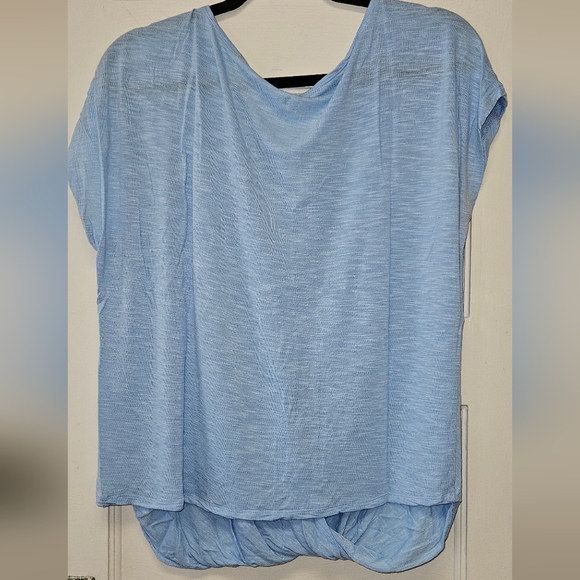 a.n.a Sky Blue Draped Short Sleeve Tee - Picture 7 of 8